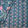 Tussar Teal Blue Floral Printed Saree