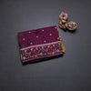 Raw Silk Dark Violet With Zari Buttas And Floral Border