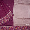 Raw Silk Dark Violet With Zari Buttas And Floral Border