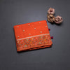 Raw Silk Orange With Zari Buttas And Floral Border