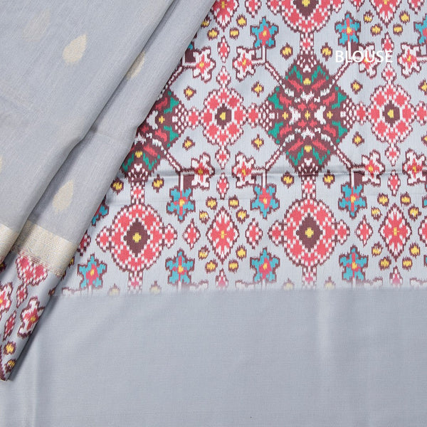 Raw Silk Grey Saree With Zari Buttas On The Body