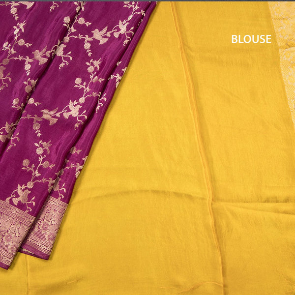 Raw Silk Magenta Purple Zari Worked Saree