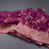 Raw Silk Magenta Purple Zari Worked Saree