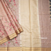 Semi Linen Light Brown Floral Thread Work Saree
