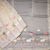 Organza Cream Traditional Thread Work Saree