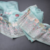Organza Turquoise Blue Traditional Thread Work Saree