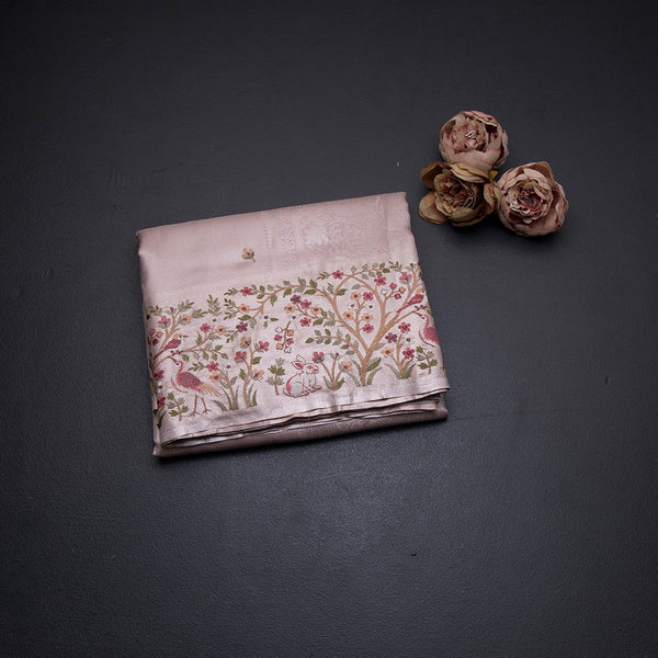 Fancy Silk Light Pink Stylish Thread Work Saree