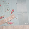 Satin Silk Light Pista Green Floral Printed Saree With Zari Border