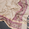 Tussar Cream Saree With Zari Buttas And Printed Border