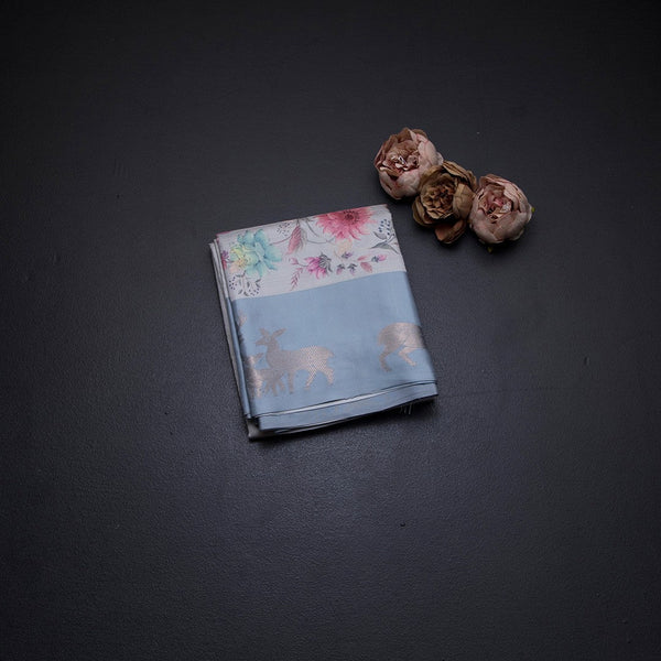 Tussar Very Light Pista Green Saree Zari With Printed Design 02