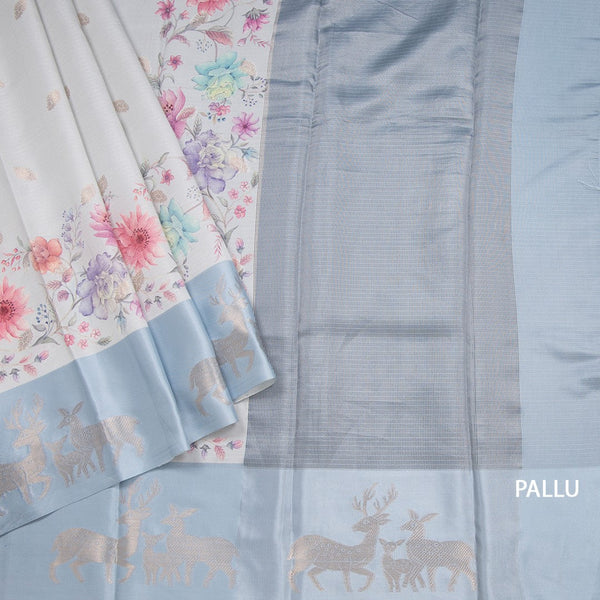 Tussar Very Light Pista Green Saree Zari With Printed Design 02