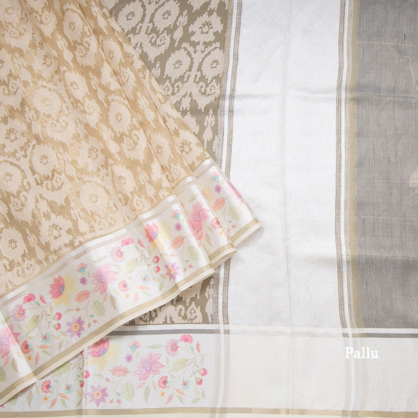 Kora Sandal Saree With Satin Border