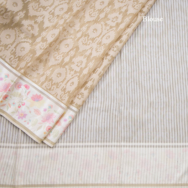 Kora Sandal Saree With Satin Border