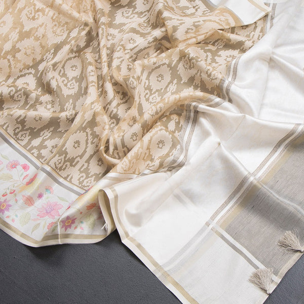 Kora Sandal Saree With Satin Border