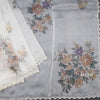 Organza Cream Floral Printed Saree
