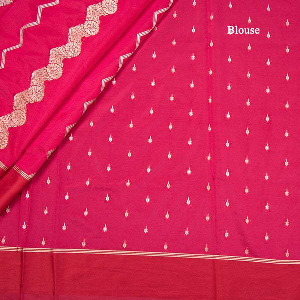 Mashru Silk Reddish Pink Zari Worked Saree
