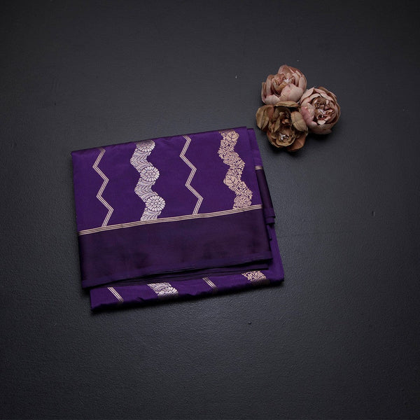 Mashru Silk Dark Purple Zari Worked Saree