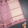 Tussar Onion Pink Saree With Zari Buttas And Printed Border