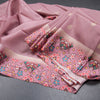 Tussar Onion Pink Saree With Zari Buttas And Printed Border