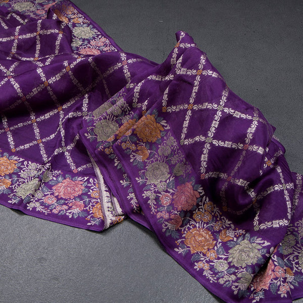 Mashru Silk Dark Purple Zari Worked Saree 02