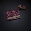 Katan Silk Wine Colour Floral Printed Saree With Zari Border
