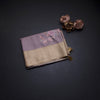Raw Silk Light Brown Stripes Printed Saree With Zari Checks Border