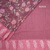 Tussar Light Maroon Floral Printed With Thread Work Saree