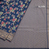 Banaras Navy Blue Floral Zari Worked Saree