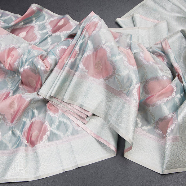 Organza Multi Colour Zari Worked Saree 02