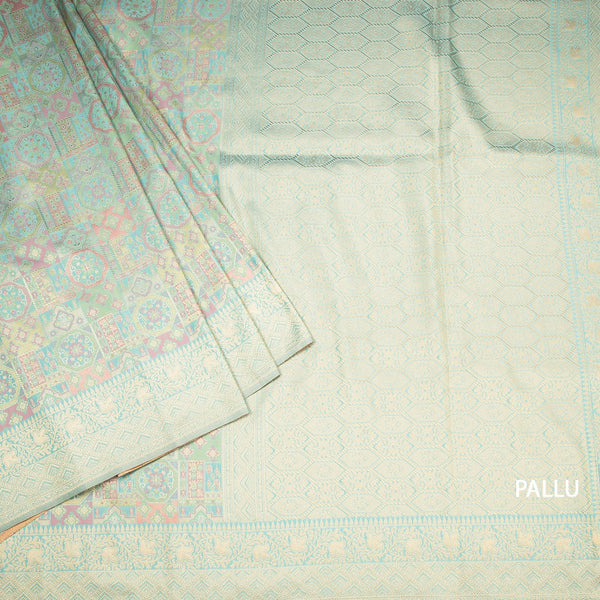 Banaras Sea Green Zari Worked Saree