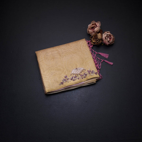 Organza Multi Colour Checked Saree With Zardosi Work 03