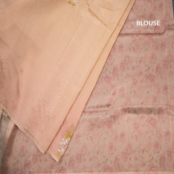 Organza Multi Colour Zari Stripes With Thread Work Saree