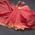 Raw Silk Red Saree With Malli Moggu Design And Ribbon Border
