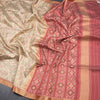 Raw Silk Cream Floral Printed Saree