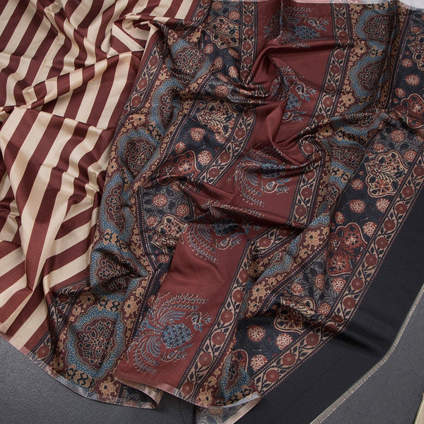 Dupion Silk Multi Colour Borderless Striped Saree