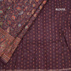 Raw Silk Dark Maroon Floral Printed Saree