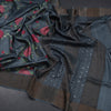 Pure Tussar Dark Grey Floral Printed Saree