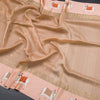 Pure Tussar Brownish Pink Saree With Zari Buttas And Printed Border
