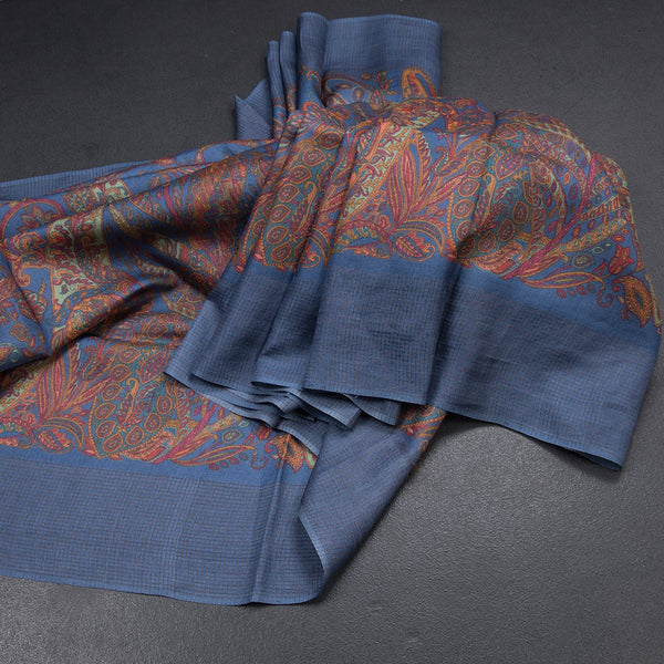 Pure Tussar Multi Colour Printed Saree With Zari Checks Border 02