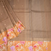 Pure Tussar Coffee Brown Saree With Zari Buttas And Printed Border