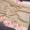 Pure Tussar Light Brown Saree With Zari Buttas And Printed Border