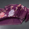 Linen Dark Purple Floral Printed saree