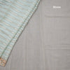 Organza Light Green Zari Stripes Saree With Thread Border