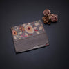 Pure Tussar Grey Floral Printed Saree With Zari Checks Border 02