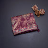 Raw Silk Wine Colour Floral Printed Saree And Zari With Chamki Border