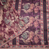 Raw Silk Wine Colour Floral Printed Saree And Zari With Chamki Border