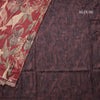 Raw Silk Maroon Floral Printed Saree And Zari With Chamki Border
