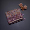 Raw Silk Plum Purple Kalamkari Printed Saree And Zari With Chamki Border
