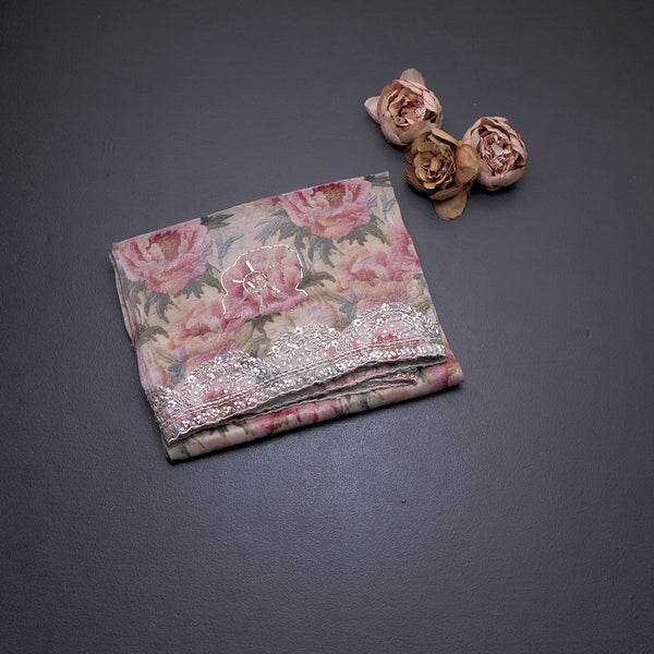 Shimmer Georgette Multi Colour Floral Printed Saree With Embellishment Work