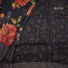 Linen Black Floral Printed Saree With Zari Border 02